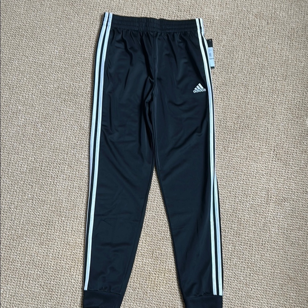 New Adidas Black Joggers with Iconic Stripes